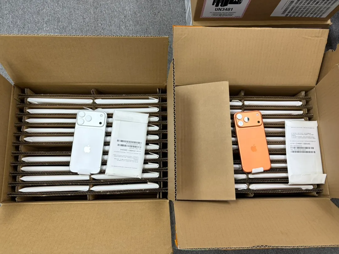 iPhone units and Apple Pencil packed and ready to ship